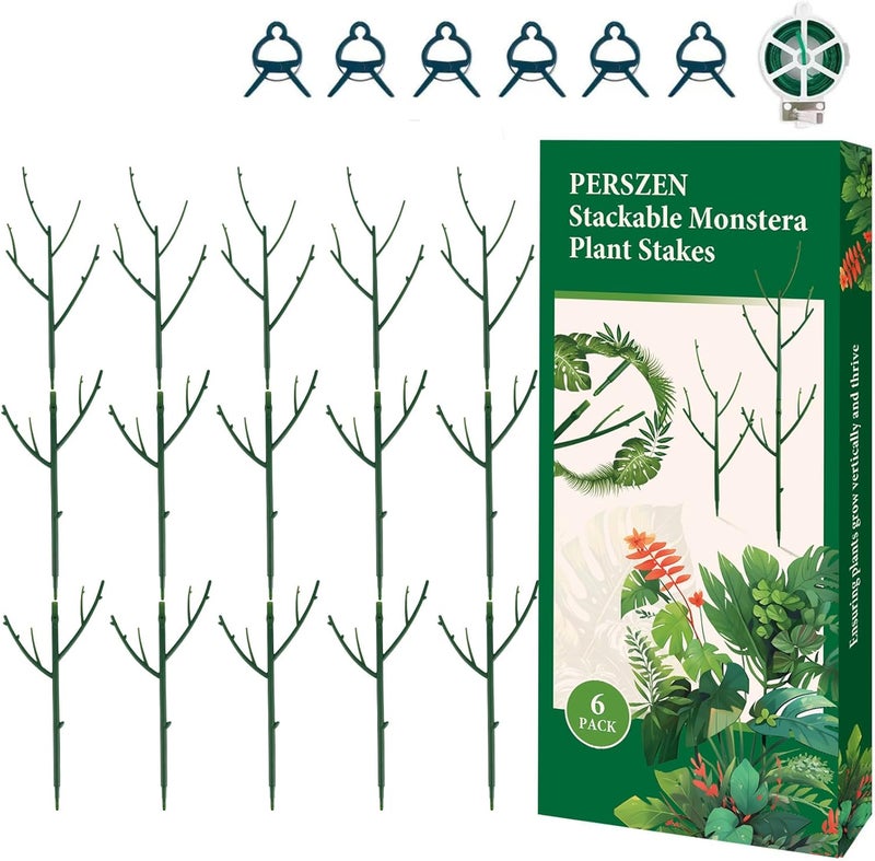 PERSZEN 15 Pack Stackable Plant Support Stakes, Garden Trellis for Climbing Plants Indoor and Outdoor Use, Plant Accessories for Potted Plants Monstera, Plant Sticks for Climbing Plant Stems - Image 1